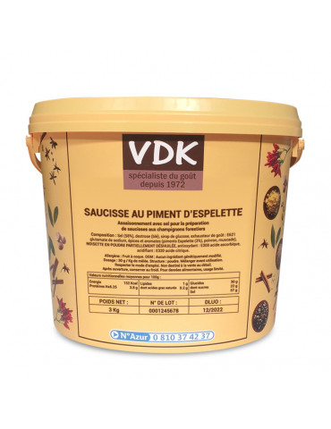 SAUCISSE AU PIMENT D’ESPELETTE 3%