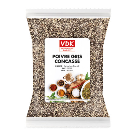 Poivre gris concassé pro – Grade D1, sac 1 kg | VDK
